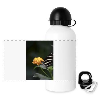 Butterfly - Panorama Trinkflasche mit Deckel 500 ml - Weiß - Vorne