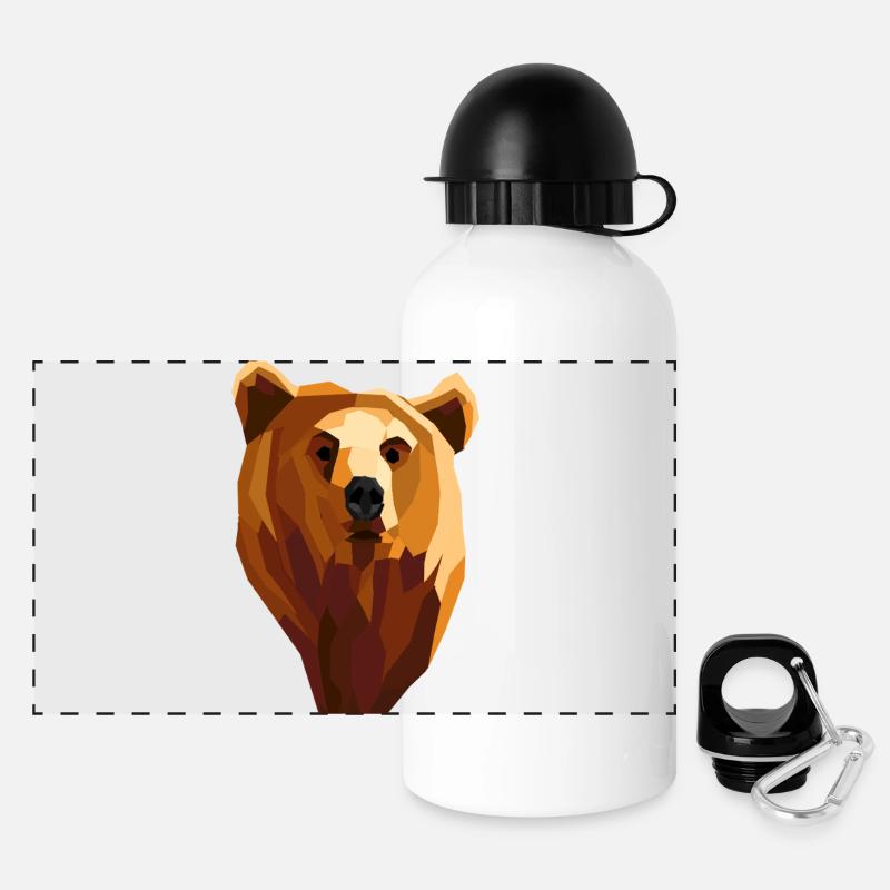 Low poly geometric bear - Panoramic Thermal Bottle with Lid 500 ml - white