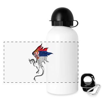 Drapeau de la Serbie - Serbe - Silhouette de dragon - Gourde panoramique avec couvercle 500 ml - blanc - Devant