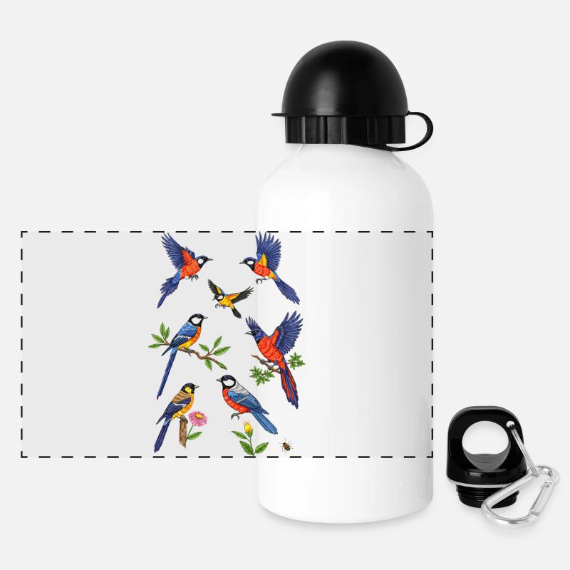 Kingfisher Birds - Panoramic Thermal Bottle with Lid 500 ml - white