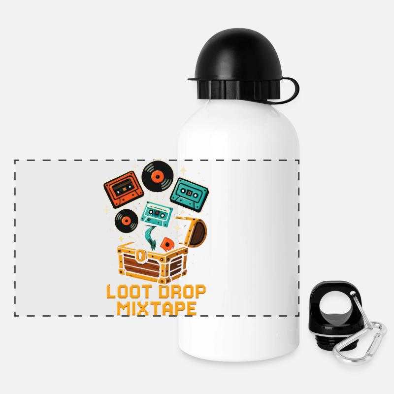 LOOT DROP MIXTAPE Retro Gaming K7 Vinyl - Panoramic Thermal Bottle with Lid 500 ml - white
