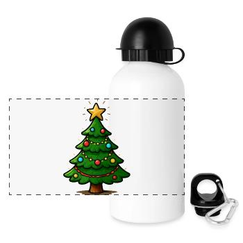 Glitzernder Weihnachtsbaum mit Stern - Panorama Trinkflasche mit Deckel 500 ml - Weiß - Vorne