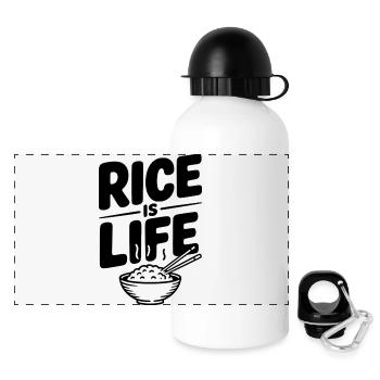 Rice Is Life - Panoramic Thermal Bottle with Lid 500 ml - white - Front
