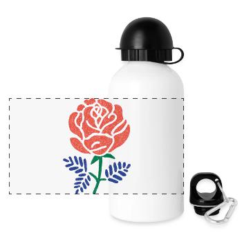 Rose corail aux feuilles bleu-vert - Gourde panoramique avec couvercle 500 ml - blanc - Devant