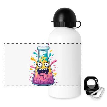 Buntes Reagenz-Gesicht Labor-Spaß - Panorama Trinkflasche mit Deckel 500 ml - Weiß - Vorne