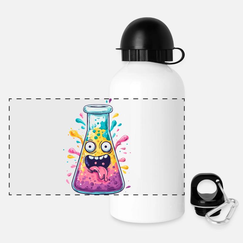 Buntes Reagenz-Gesicht Labor-Spaß - Panorama Trinkflasche mit Deckel 500 ml - Weiß