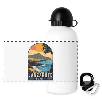 Lanzarote en Espagne Îles Canaries anciennes - Gourde panoramique avec couvercle 500 ml - blanc - Devant