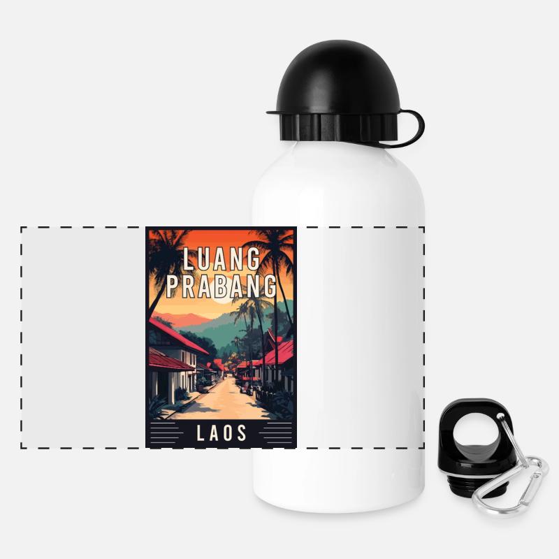 Explore Tropical Gem Luang Prabang in Laos - Panoramic Thermal Bottle with Lid 500 ml - white