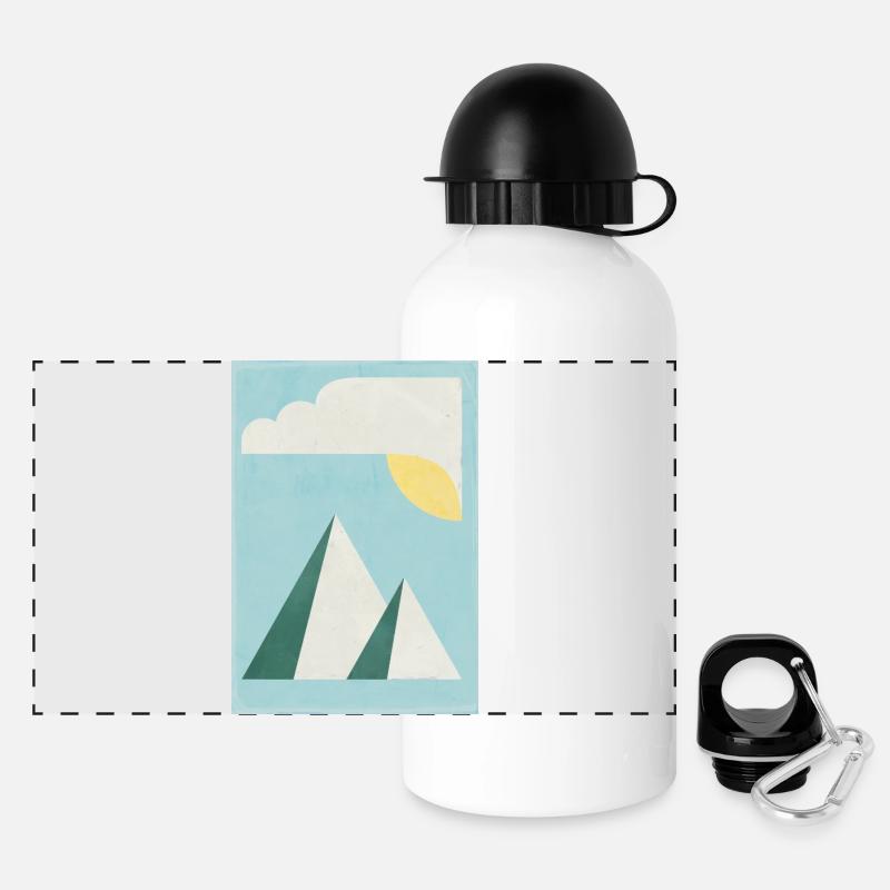 Mountains - Panoramic Thermal Bottle with Lid 500 ml - white