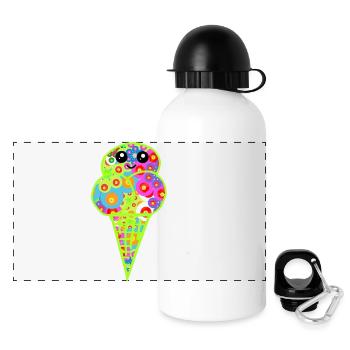 Retro Eis Vintage Kinder Kind 60er  - Panorama Trinkflasche mit Deckel 500 ml - Weiß - Vorne
