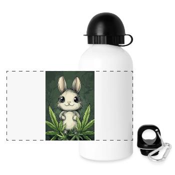 Petit lapin duveteux sous les feuilles - Gourde panoramique avec couvercle 500 ml - blanc - Devant
