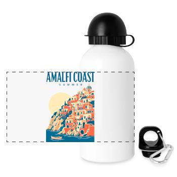 Design de voyage de vacances d’été en Italie sur la côte amalfitaine - Gourde panoramique avec couvercle 500 ml - blanc - Devant