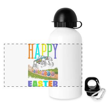 Frohe Ostern Süßer Osterhase Eiersuche Ostereier - Panorama Trinkflasche mit Deckel 500 ml - Weiß - Vorne