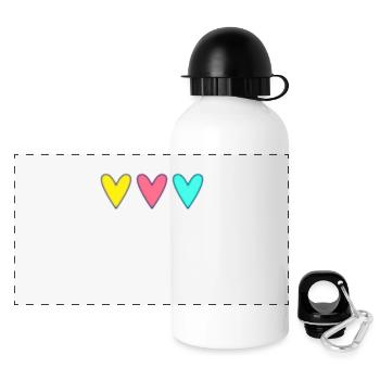 HERZ. HERZ. HEILIGER VALENTINSTAG. LIEBE. LIEBE. WEIHNACHTEN - Panorama Trinkflasche mit Deckel 500 ml - Weiß - Vorne