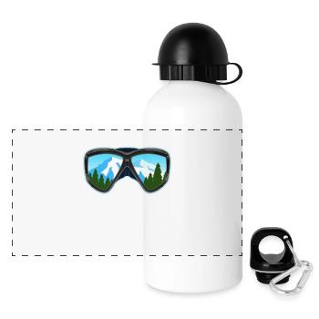 Ski und Snowboard Googles Skier Snowboarder Geschenk - Panorama Trinkflasche mit Deckel 500 ml - Weiß - Vorne