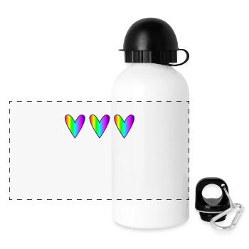HERZ. HERZ. HEILIGER VALENTINSTAG. LIEBE. LIEBE. PAAR - Panorama Trinkflasche mit Deckel 500 ml - Weiß - Vorne