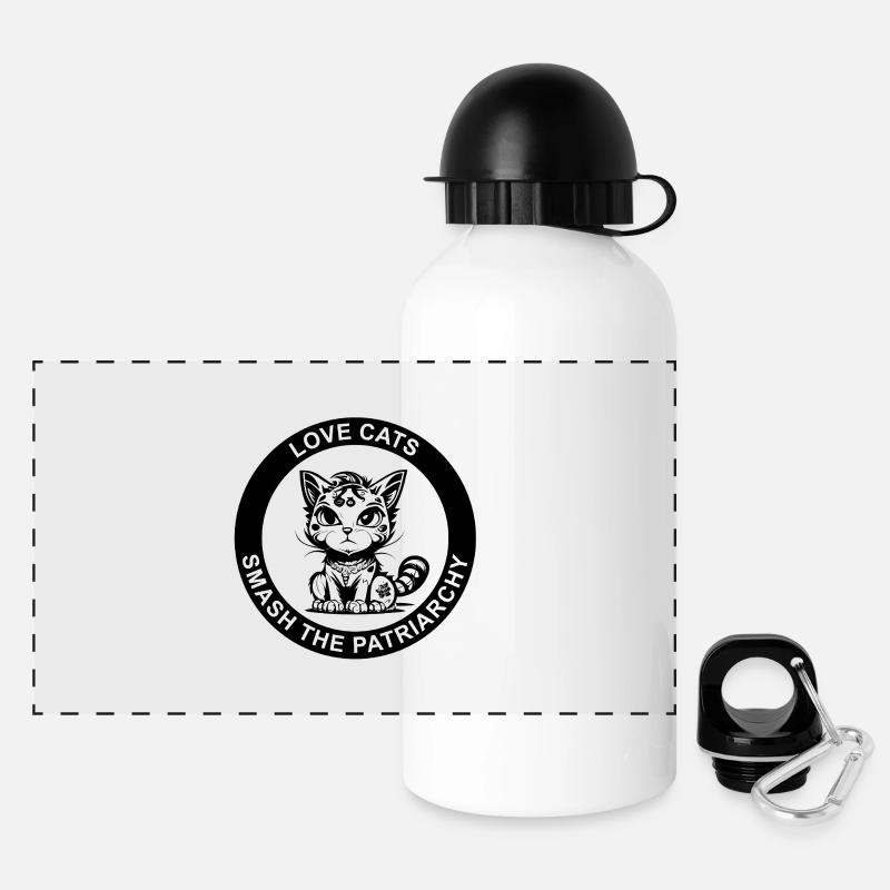 LOVE CATS SMASH THE PATRIARCHY - Panoramic Thermal Bottle with Lid 500 ml - white
