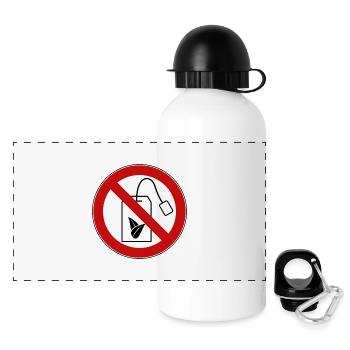 Tee-Verbot – Lustige Anti-Tee Tasse mit Humor - Panorama Trinkflasche mit Deckel 500 ml - Weiß - Vorne