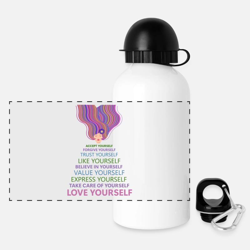 Love yourself - Panoramic Thermal Bottle with Lid 500 ml - white