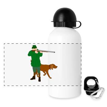 Hunt, dog, hunter - Panoramic Thermal Bottle with Lid 500 ml - white - Front