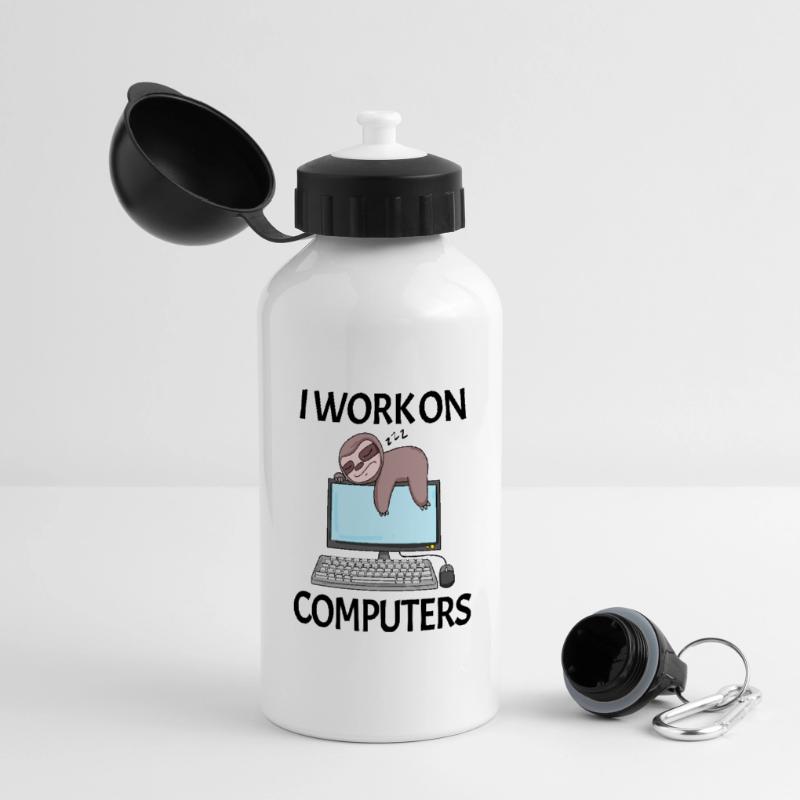 Computer Nerd Programmierer Herren Geschenk Panorama Trinkflasche mit Deckel 500 ml