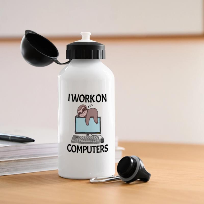 Computer Nerd Programmierer Herren Geschenk Panorama Trinkflasche mit Deckel 500 ml