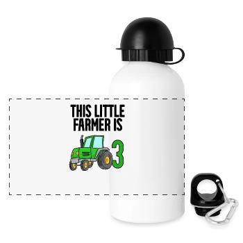Traktor 3 Jahre Junge - Panorama Trinkflasche mit Deckel 500 ml - Weiß - Vorne
