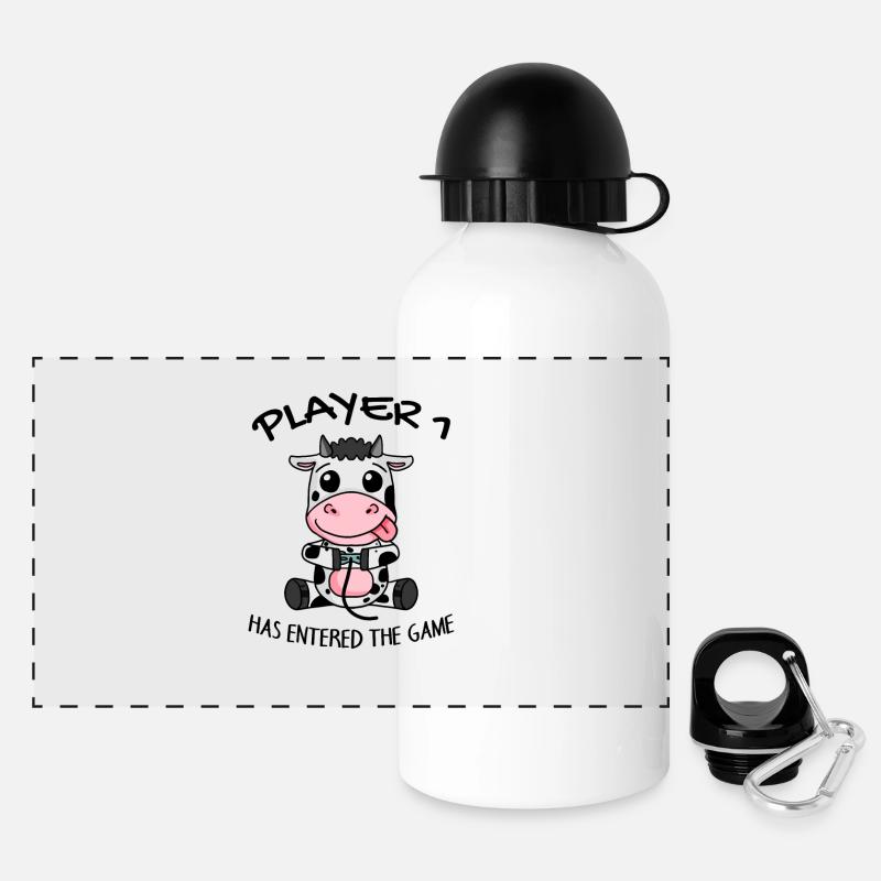 Premier bébé joueur 1 bébé vache enceinte - Gourde panoramique avec couvercle 500 ml - blanc