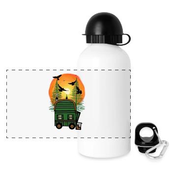 Bauwagen Naturfreund Freak Öko Haus Hütte wohnen - Panorama Trinkflasche mit Deckel 500 ml - Weiß - Vorne