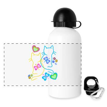 Chat Chats Printemps Chaton Enfants Rétro Années 80 - Gourde panoramique avec couvercle 500 ml - blanc - Devant