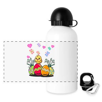Pâques Pâques Printemps Poussin Oeufs de Pâques - Gourde panoramique avec couvercle 500 ml - blanc - Devant