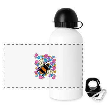 Retro Bee Bees Bumblebee Flower Kids - Panoramic Thermal Bottle with Lid 500 ml - white - Front