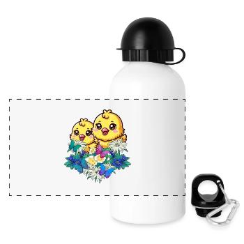 Beginning of Spring Tyrolean Chicks Easter Children Child - Panoramic Thermal Bottle with Lid 500 ml - white - Front