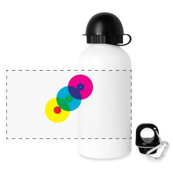 Vinyl Records (Diagonal) - Panoramic Thermal Bottle with Lid 500 ml - white - Front