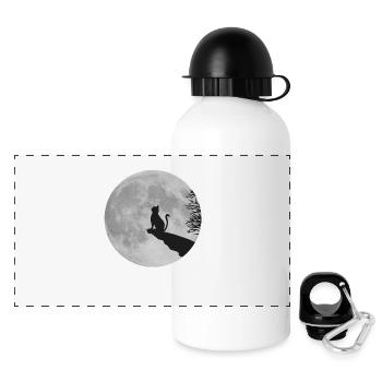 Chat lune pleine lune kitty cat rock - Gourde panoramique avec couvercle 500 ml - blanc - Devant