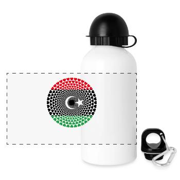 Libye Libye Love Mandala de coeur - Gourde panoramique avec couvercle 500 ml - blanc - Devant