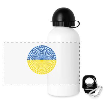 L'Ukraine L'Ukraine Україна L'amour Mandala de coeur - Gourde panoramique avec couvercle 500 ml - blanc - Devant