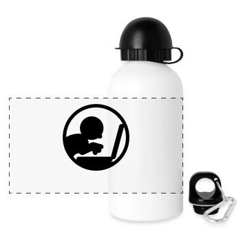 Computerfreak (Icon) - Panorama Trinkflasche mit Deckel 500 ml - Weiß - Vorne