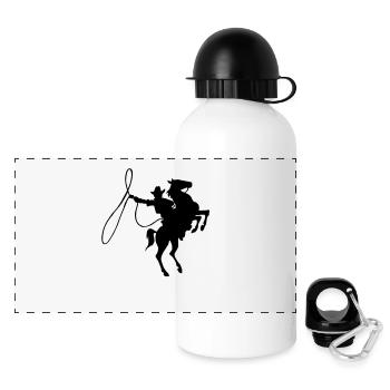 Cowboy à cheval - Gourde panoramique avec couvercle 500 ml - blanc - Devant