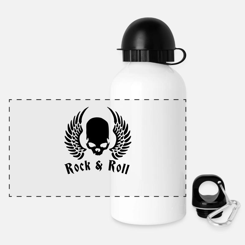 rockwing_skull_1c - Panoramic Thermal Bottle with Lid 500 ml - white