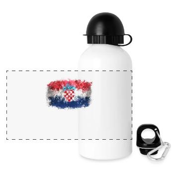 Kroatische Flagge Graffiti - Panorama Trinkflasche mit Deckel 500 ml - Weiß - Vorne