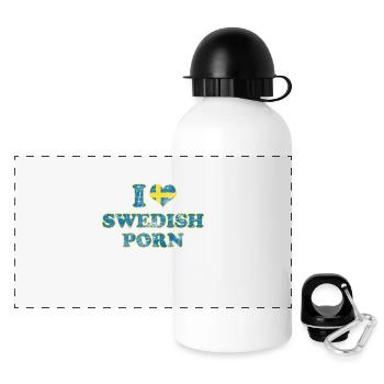I LOVE SWEDISH PORN - Gourde panoramique avec couvercle 500 ml - blanc - Devant