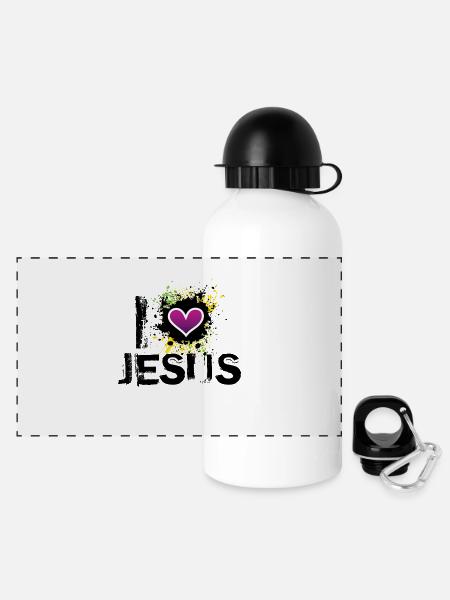i love jesus uk - Panoramic Thermal Bottle with Lid 500 ml - white