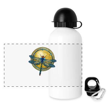 Libelle Jugendstil - Panorama Trinkflasche mit Deckel 500 ml - Weiß - Vorne