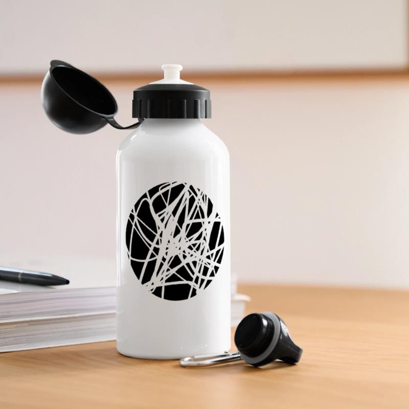 Scribbled chaotic strokes pattern Panoramic Thermal Bottle with Lid 500 ml