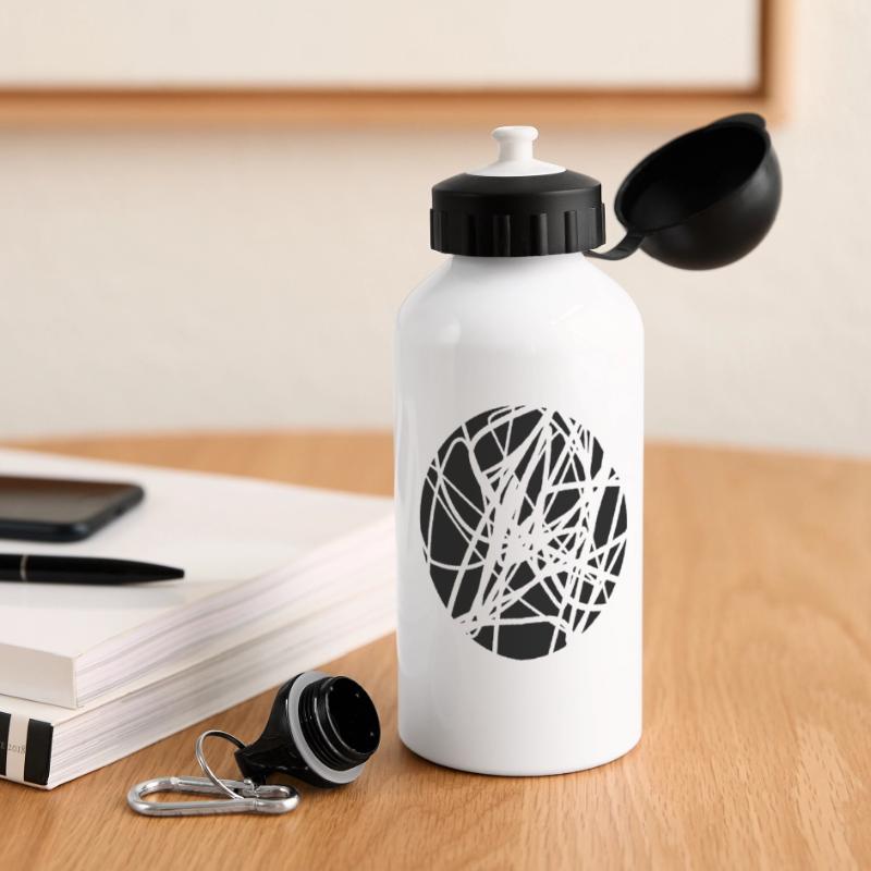 Scribbled chaotic strokes pattern Panoramic Thermal Bottle with Lid 500 ml