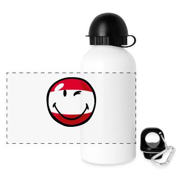 Smiley Flag Austria - Gourde panoramique avec couvercle 500 ml - blanc - Devant