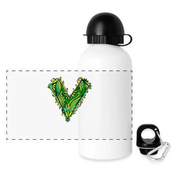 V like vegan, vegetarian, plant power, save earth - Panoramic Thermal Bottle with Lid 500 ml - white - Front