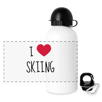 Skifahren Skifahrer Sport Ski Spieler - Panorama Trinkflasche mit Deckel 500 ml - Weiß - Vorne