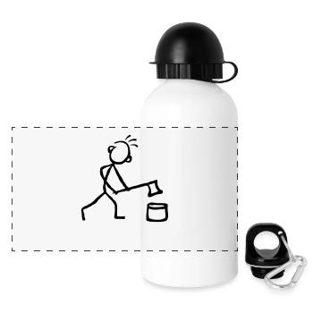 Stick figure men wood hack - Panoramic Thermal Bottle with Lid 500 ml - white - Front